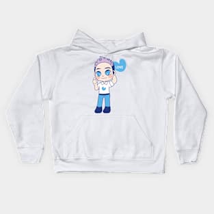 Dreamy Boy in Love Cartoon Illustration Kids Hoodie